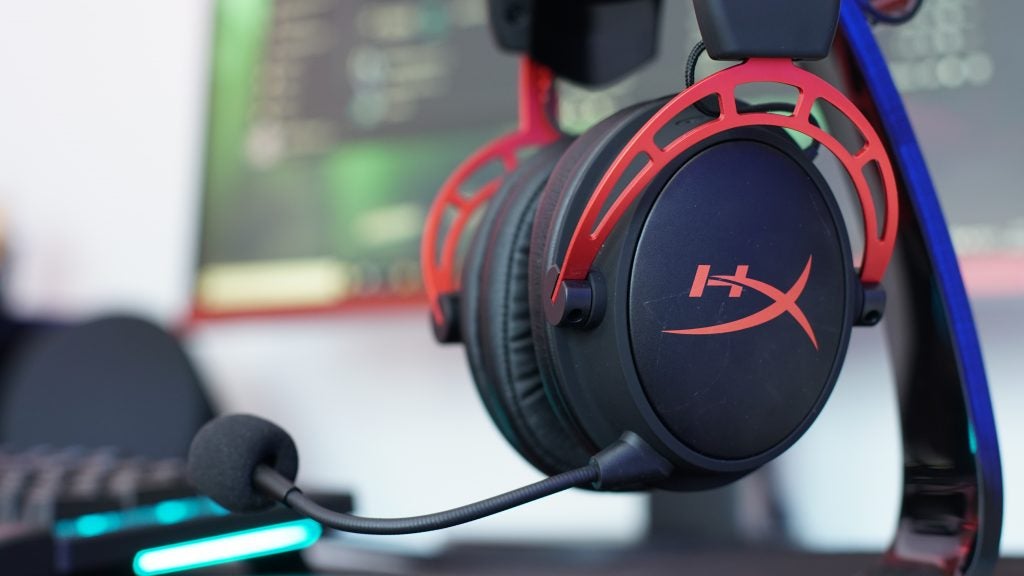 HyperX Cloud Alpha gaming headset on a stand