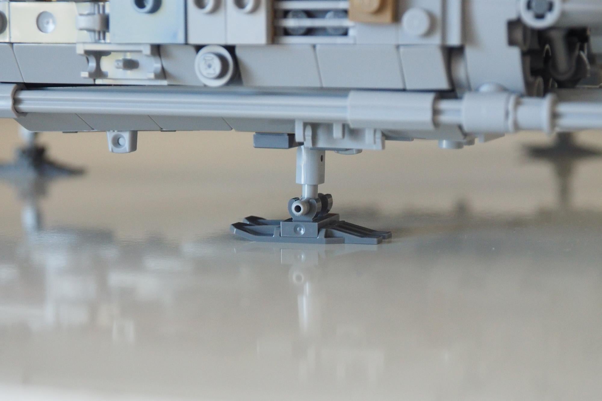 Close-up of LEGO Star Wars UCS Y-Wing landing gear.