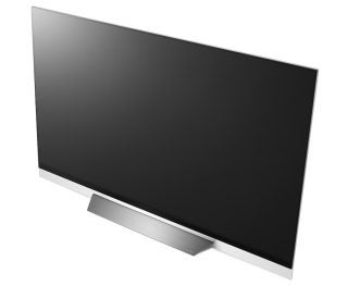 LG E8 OLED TV with sleek silver stand and thin bezel