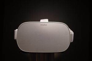 Oculus Go VR headset on a black background