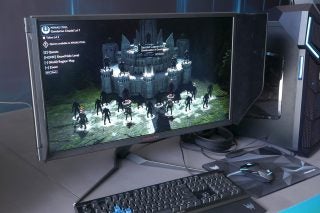 Acer Predator X27 monitor displaying a high-resolution video game scene.