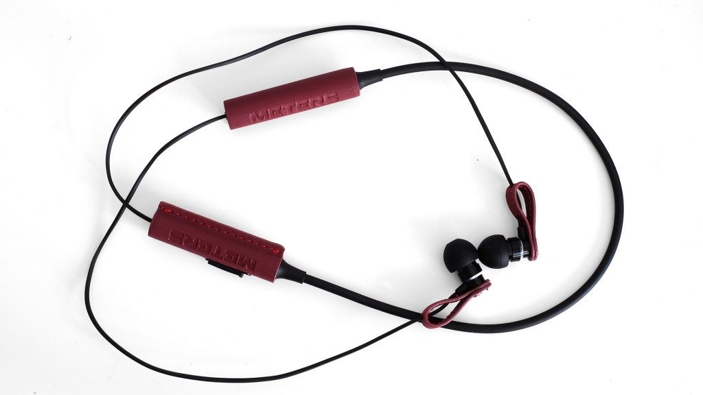 Meters M-Ear Bluetooth in-ear headphones on white background.