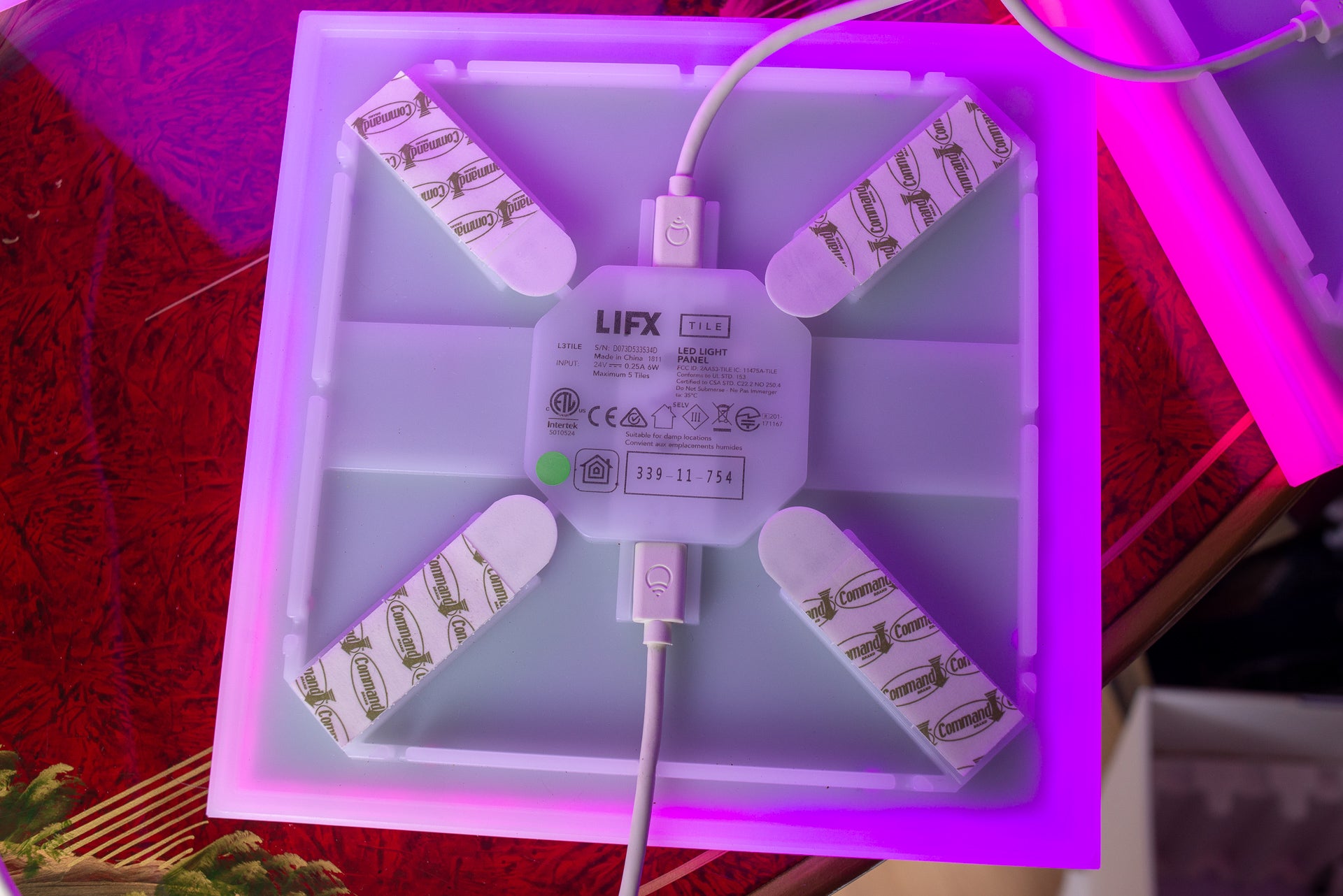 LIFX Tile LED light setup with colorful ambient lighting.