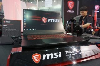MSI GF63 gaming laptop on display at Computex 2018