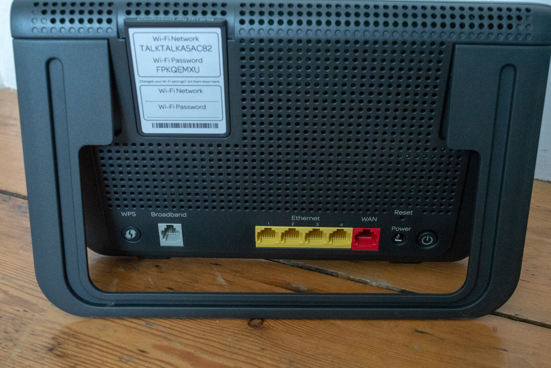 TalkTalk Wi-Fi Hub router with ports and buttons visible