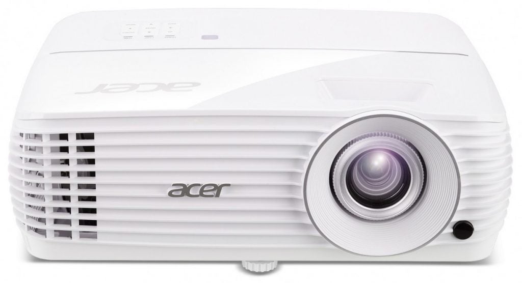 Acer V6810 4K UHD projector front view on white background.