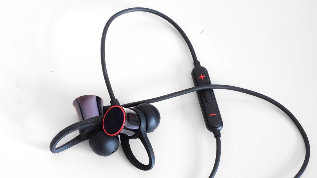 OnePlus Bullets Wireless earphones on a white background.