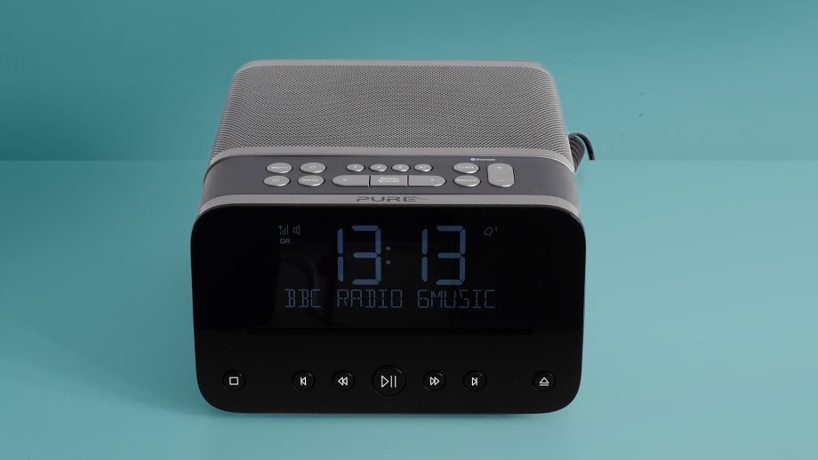 Pure Siesta Home digital radio with clear display showing time and station