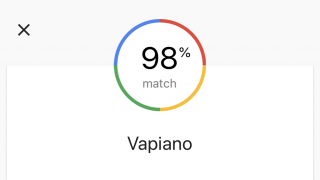 A screenshot of Google Maps Restaurant 98% match and Vapiano written below