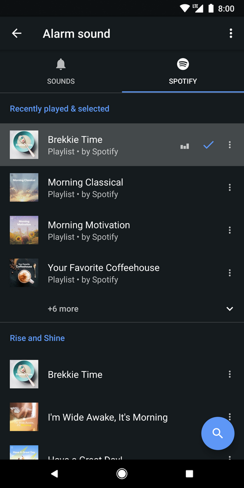 Google Clock Spotify integration