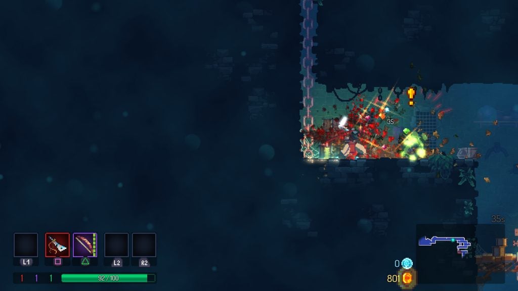 A screenshot of a scene from a video game called Dead Cells