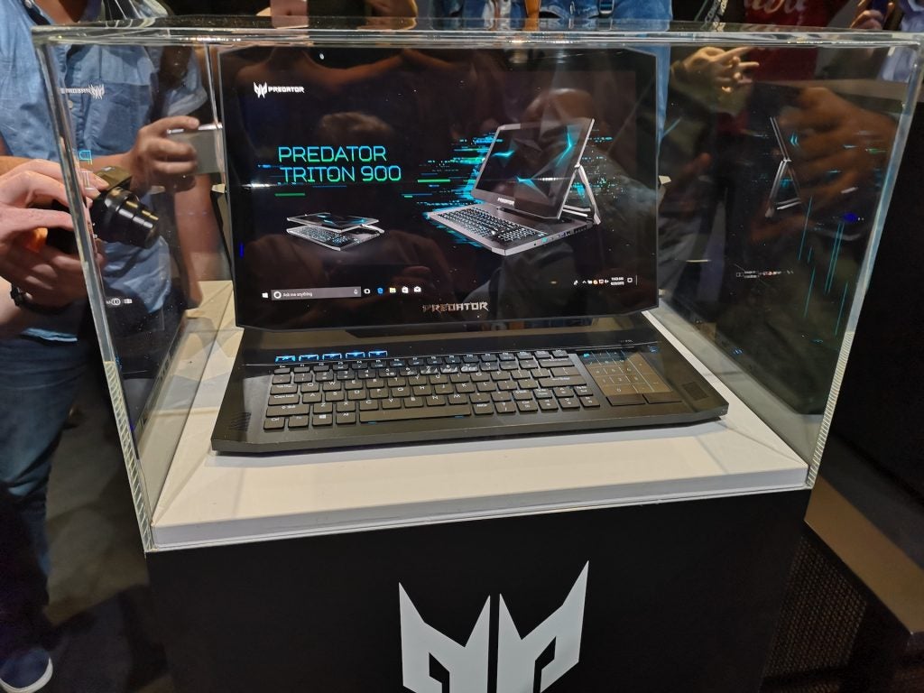 A pre-production Acer Predator Triton 900, stuck in a display case at IFA 2018.
