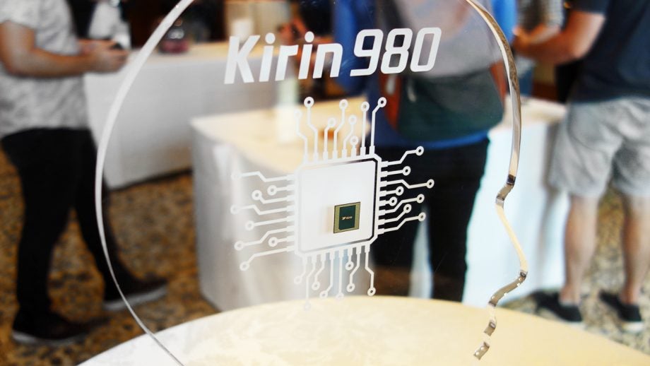 Huawei Kirin 980 processor on display stand