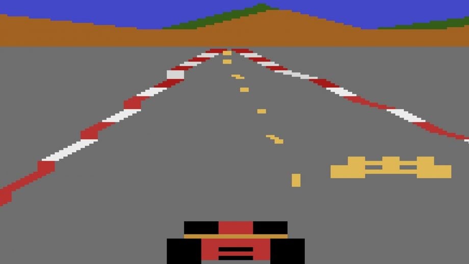 A screenshot of a scene from a video game called Pole Position