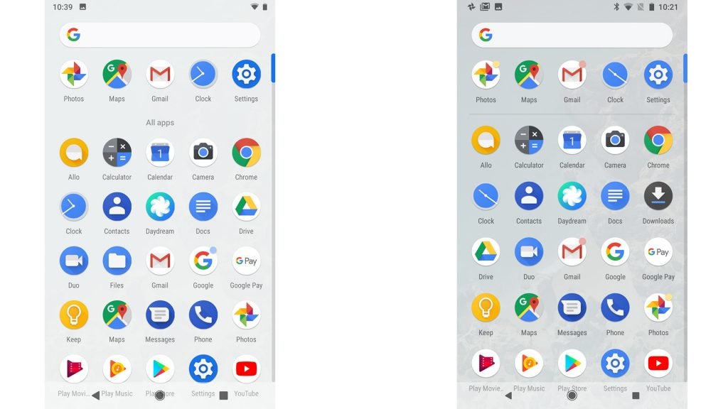 Two screenshots of an Android menu screen