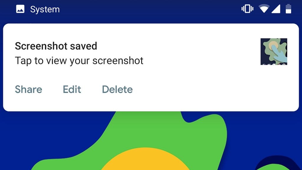 A cropped screenshot of a notification about screenshot saved