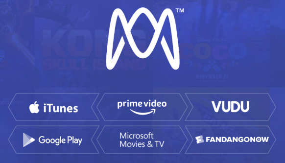 A wallpaper of Movies Anywhere with logos of different streaming services