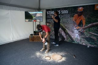 Stihl Chainsaw VR in use with saw