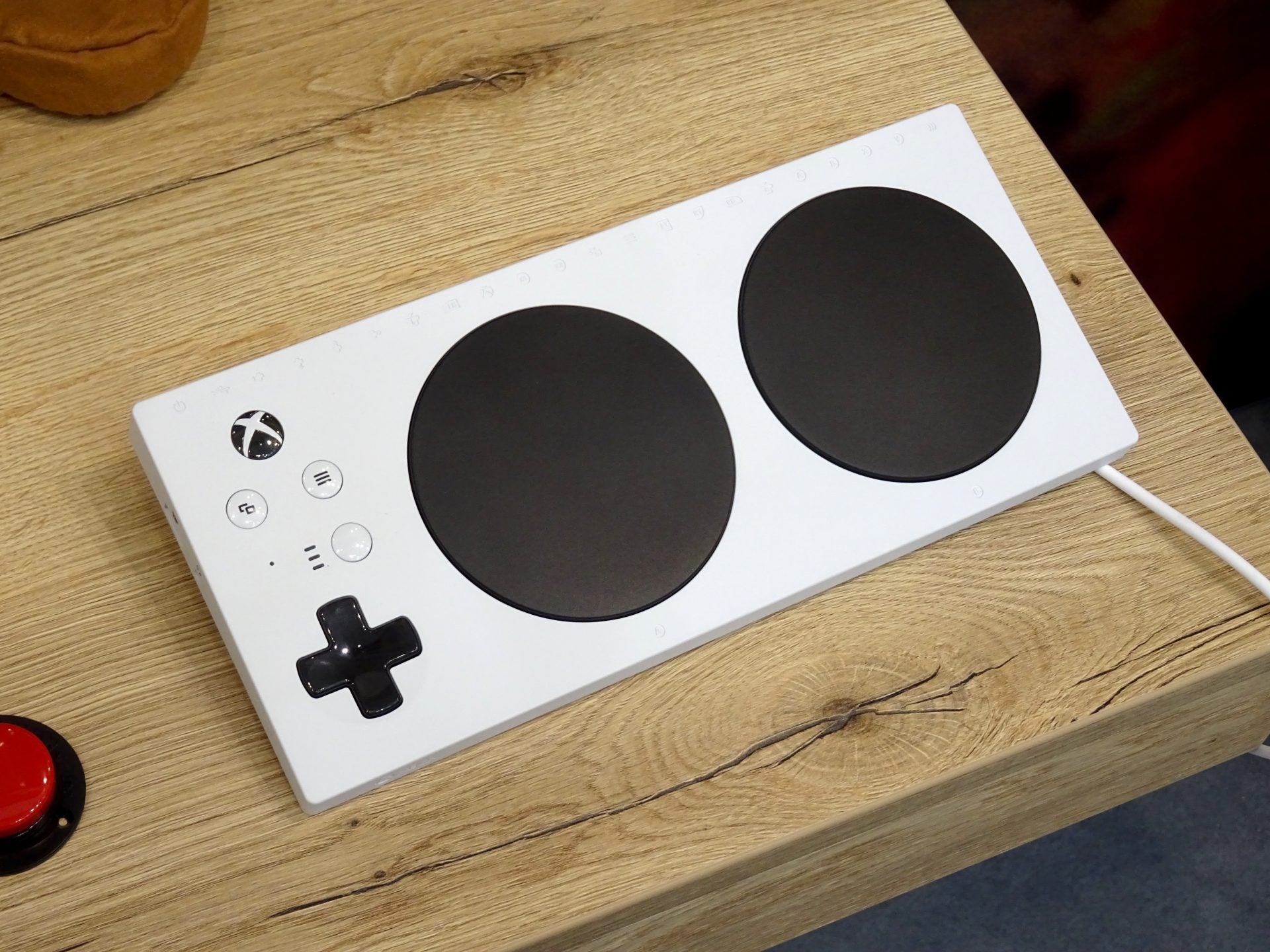 Top down view of the Xbox Adaptive Controller.