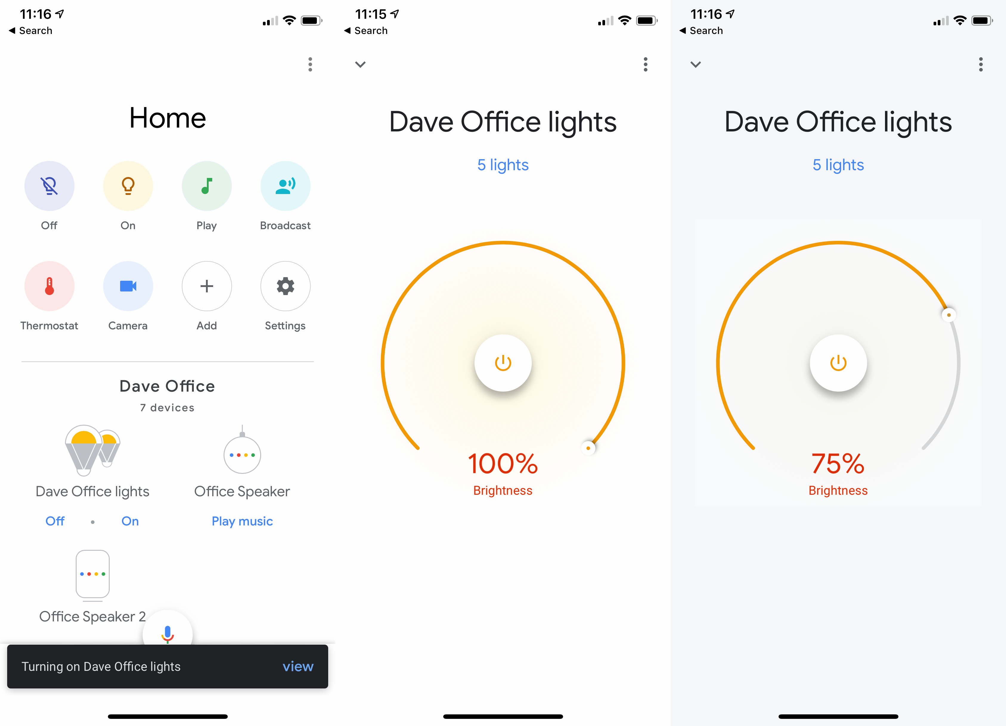 Google Home App smart home lighting
