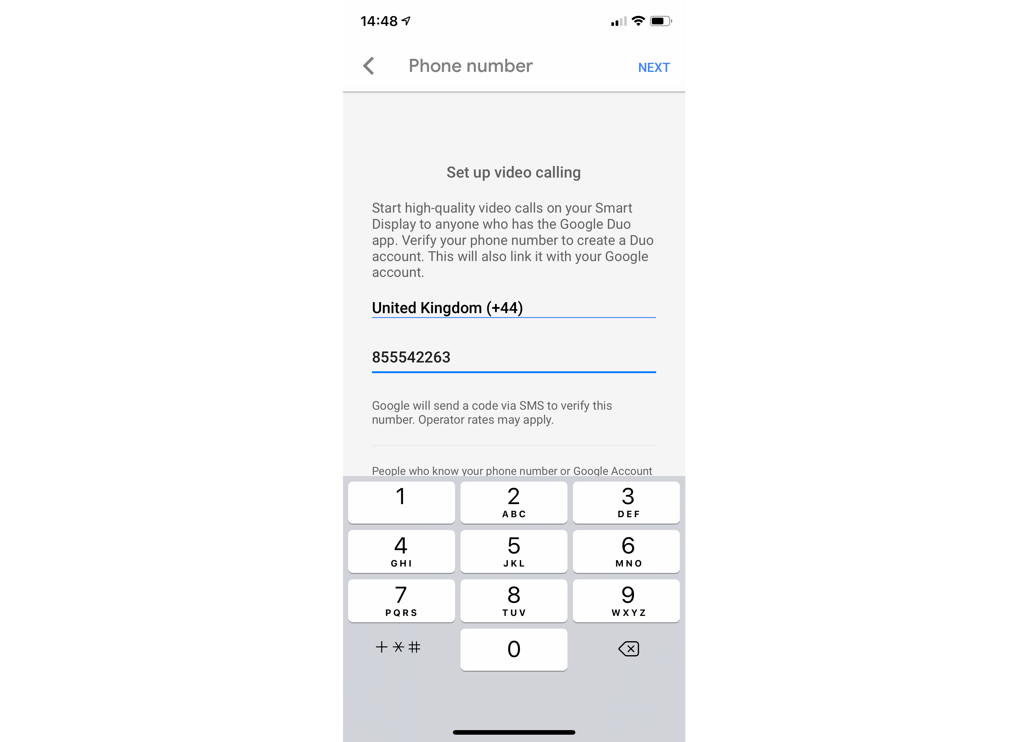 Google Home Hub Duo Video Call phone verification