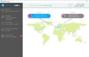 Screengrab of KeepSolid VPN Unlimited's control panel, showing off the various global endpoints available to subscribers.