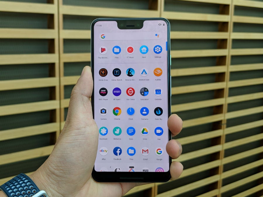 google pixel 3 xl notch defaultTwo One Plus smartphones standing on a table showing front and back panel view