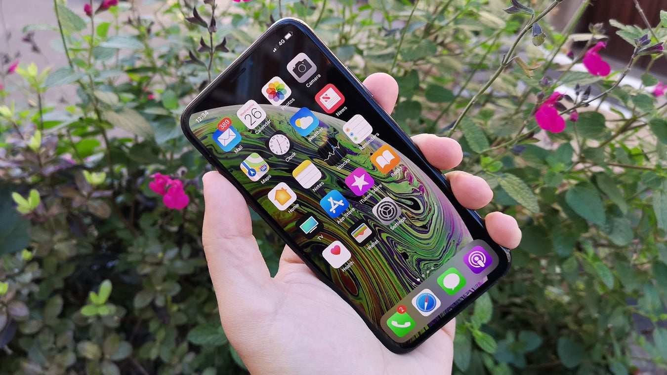 iPhone XS in hand