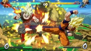 Screenshot of a fighting scene from a game called Dragonball FighterZ