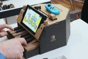 Right angled view of a Nintendo Labo variety kit Piano kept on a table