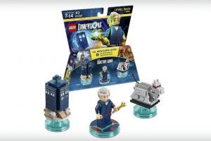 Doctor Who's Lego dimensions with box kept on a white background