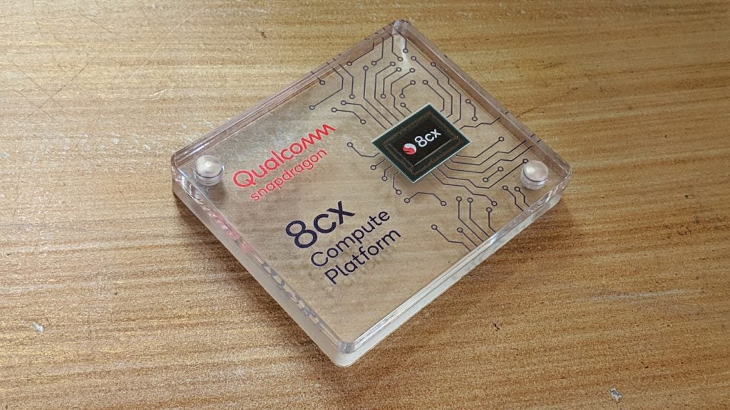 Qualcomm Snapdragon 8cx in case on table