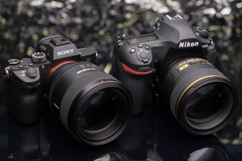 Sony A7R III and Nikon D850 cameras side by side.