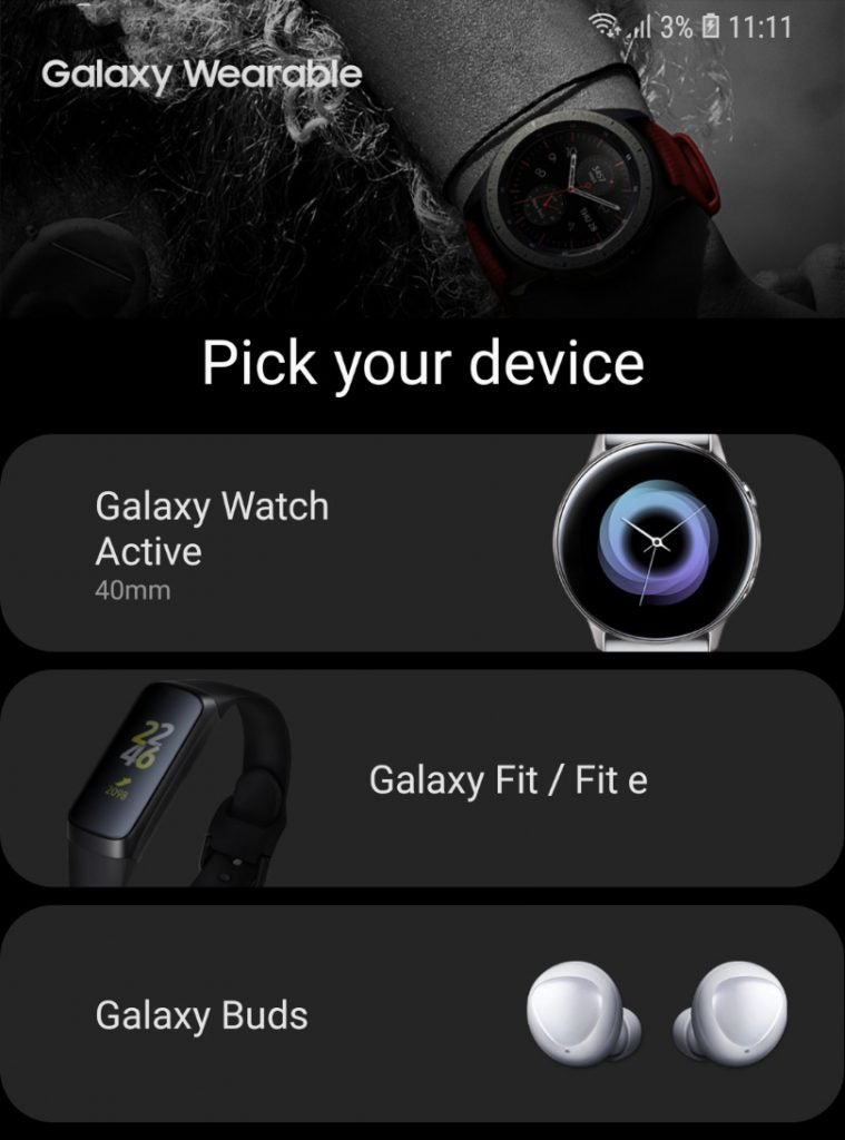 Galaxy Wearable screenshot with leaked wearables 2019
