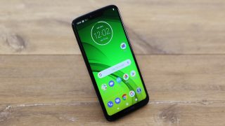 Moto G7 Power front angled on table