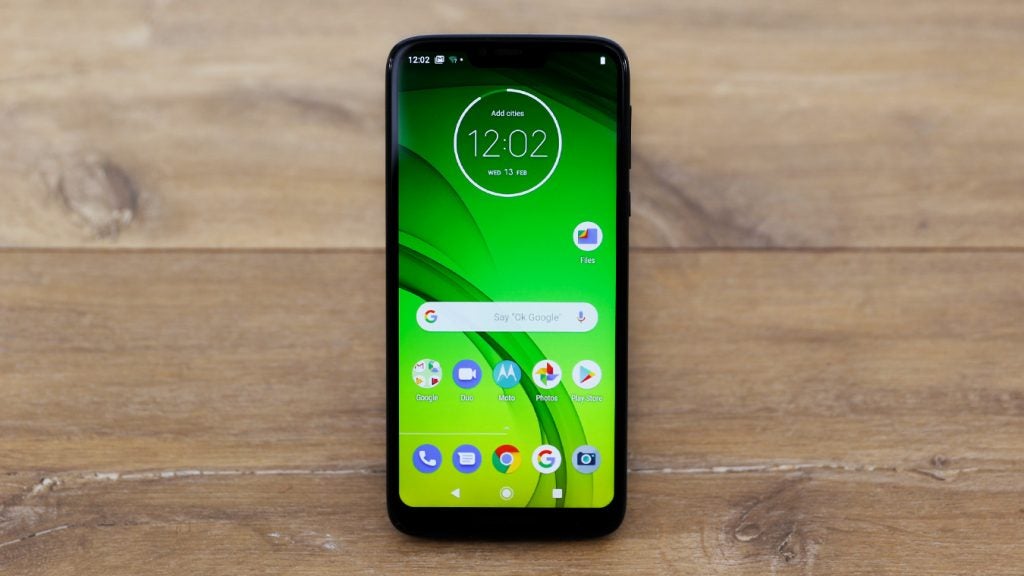 Moto G7 Power front on table