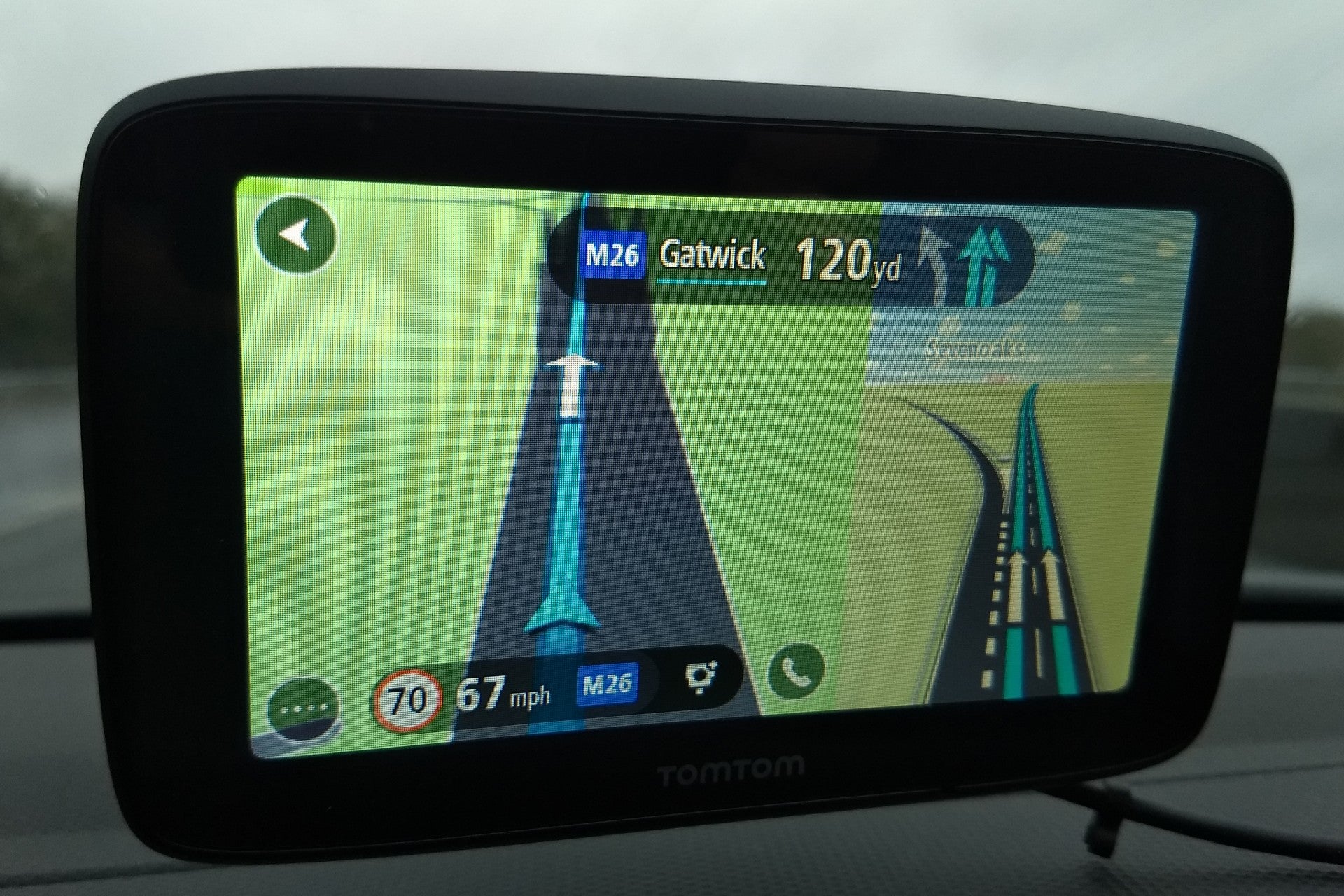 TomTom Go Essential showing a motorway junction preview