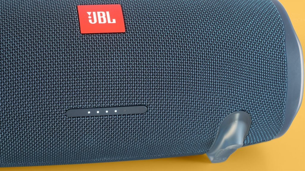 JBL Xtreme 2View from top of a black Pixelbook kept on a white background