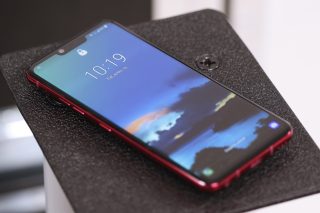 LG G8 ThinQ front angled on plinth