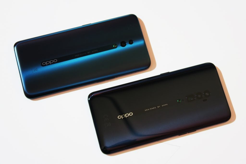 Oppo Reno hands on vs Oppo Reno 10x Zoom back angled staggered