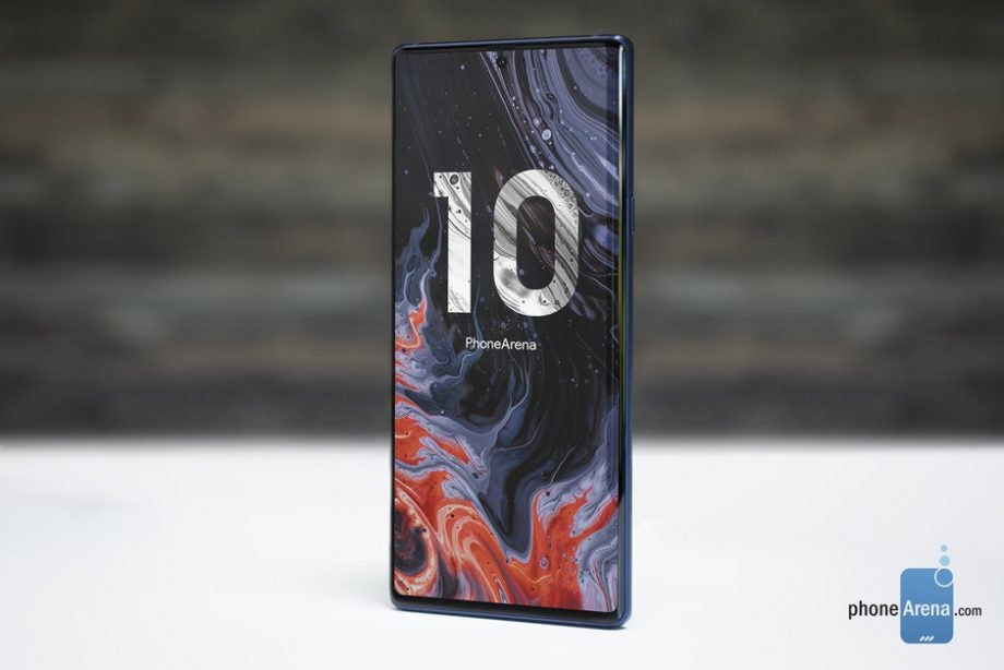 Samsung Galaxy Note 10 with a vertical camera setup pictured in new design renders