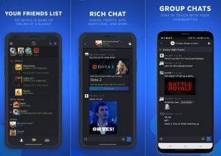 A wallpaper of Steam chat app about friend list, rich chat and group chats
