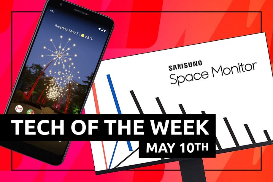 A wallpaper of tech of the week aboutn Samsung Space monitor