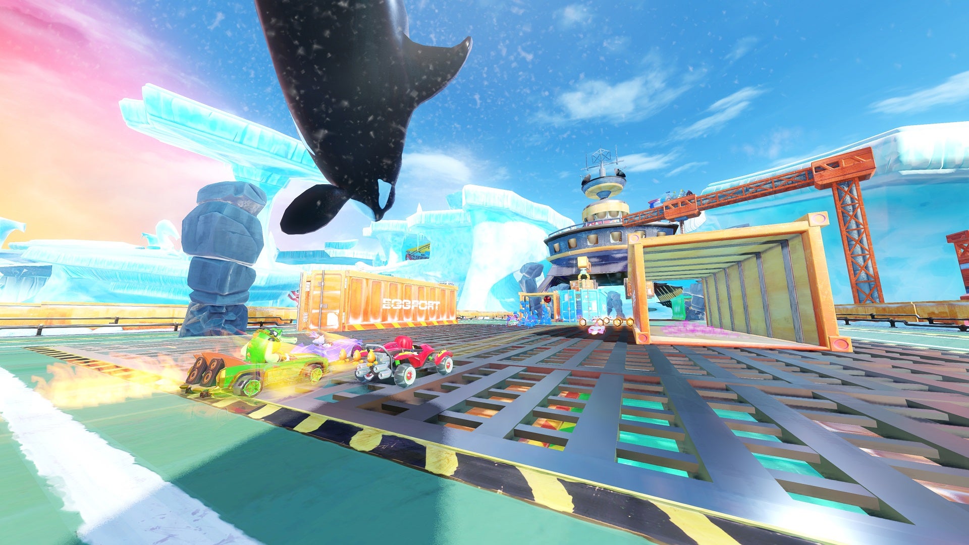 A screenshot of a scene from a Nintendo Switch game called Team Sonic Racing