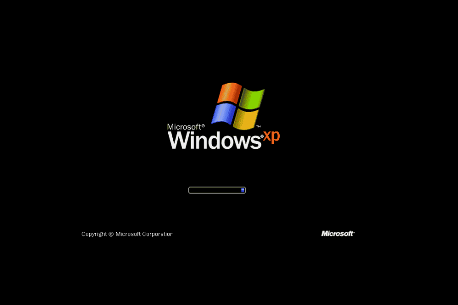 Screenshot of Windows XP's booting/laoding screen