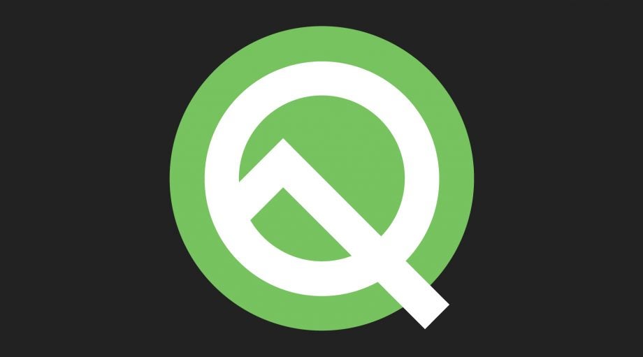 A logo of Android Q on a black background