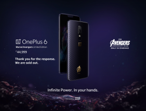A wallpaper of OnePlus 6 Marvel Avengers limited edition