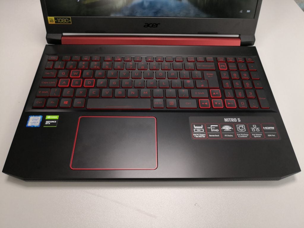 Acer Nitro 5 (AN515-54) review - laptop open, deck visible
