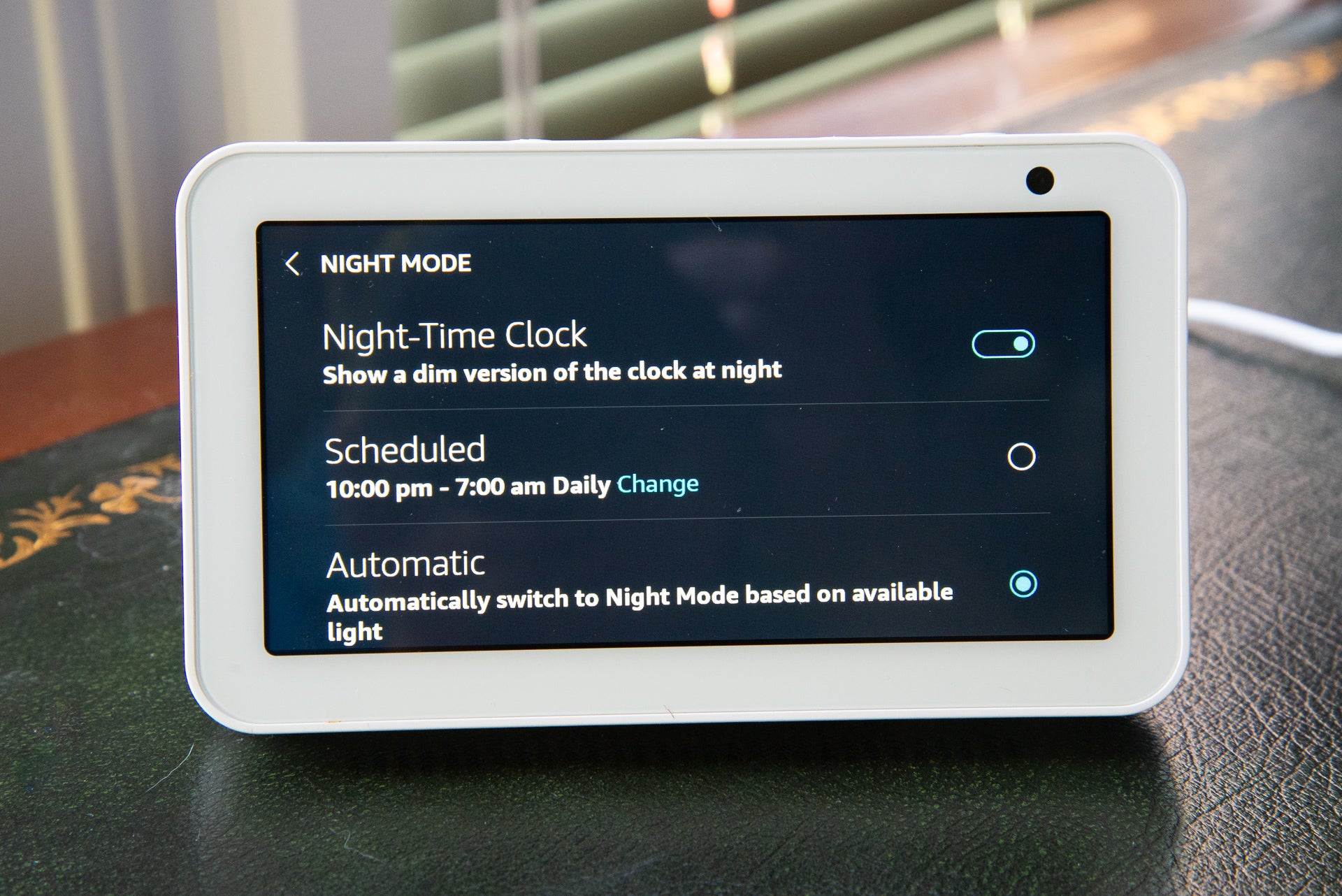 Amazon Echo Show 5 night time clock