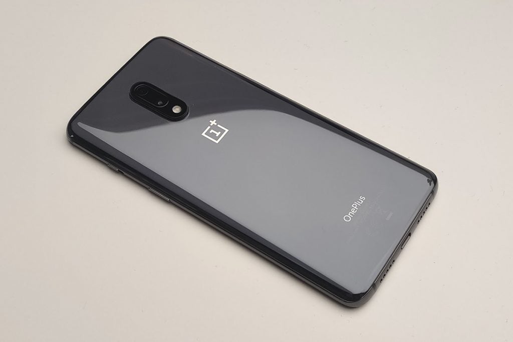 OnePlus 7 back angled on table